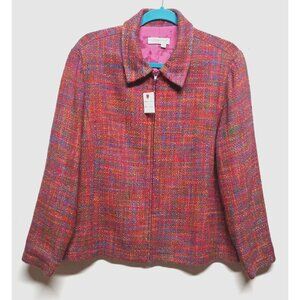 Coldwater Creek Jacket Boucle Tweed Full-zip Womens Petite Large PL multicolor